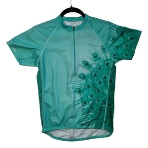 Cannondale Womens Half Zip‎ Cycling Jersey Shirt Size Small Peacock Back Pockets